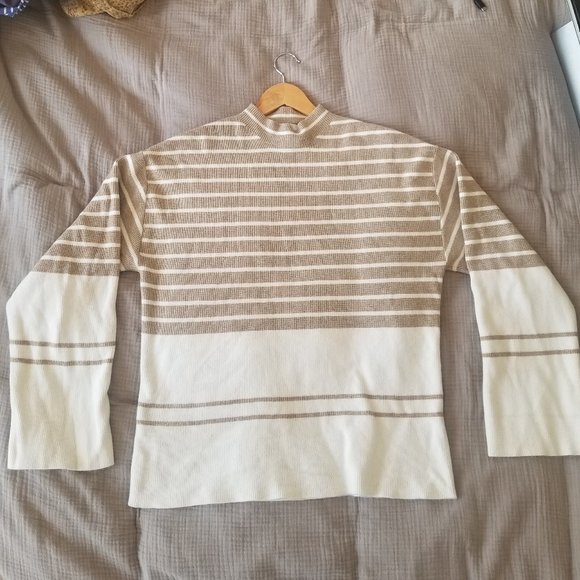 Striped cream and tan sweater - Picture 2 of 7